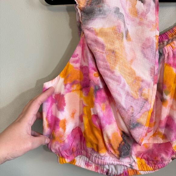 Torrid Skirt Set Womens Size 2 Pink Floral Print Tie Dye Crop Off Shoulder NWT - Picture 9 of 16